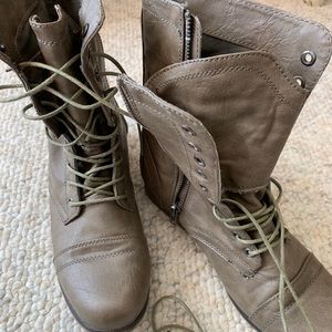 Madden Girl Leather Laceup Boots